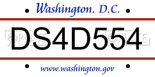 DS4D554 District Of Columbia License Plate