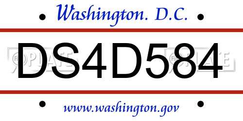 DS4D584 District Of Columbia License Plate