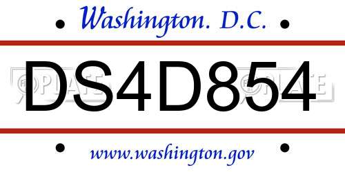 DS4D854 District Of Columbia License Plate