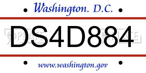 DS4D884 District Of Columbia License Plate