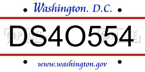 DS4O554 District Of Columbia License Plate