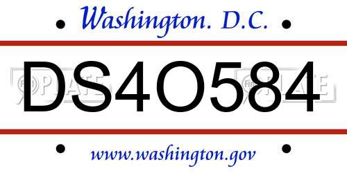 DS4O584 District Of Columbia License Plate