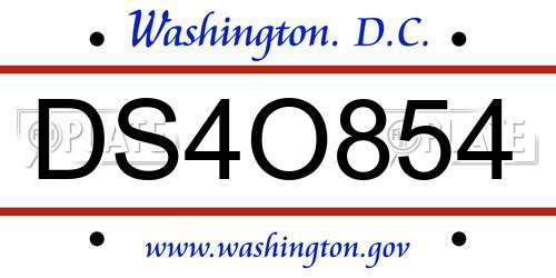 DS4O854 District Of Columbia License Plate