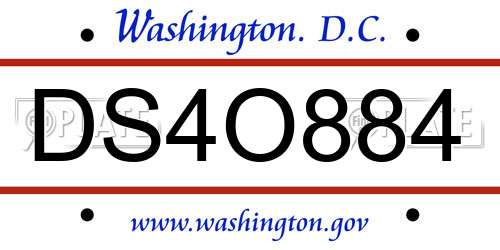 DS4O884 District Of Columbia License Plate