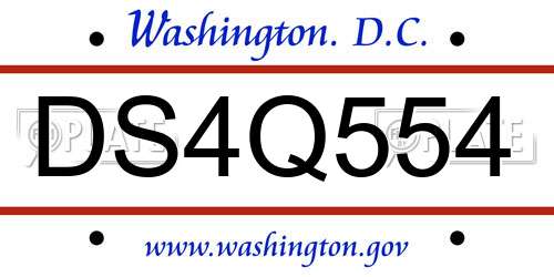 DS4Q554 District Of Columbia License Plate