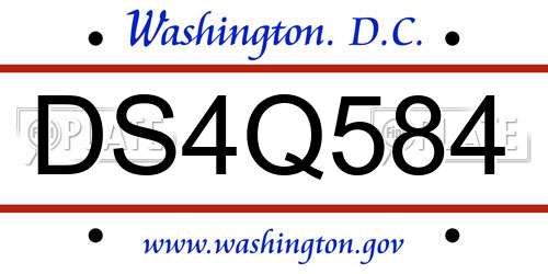 DS4Q584 District Of Columbia License Plate
