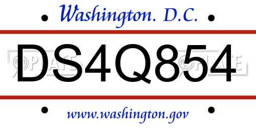 DS4Q854 District Of Columbia License Plate
