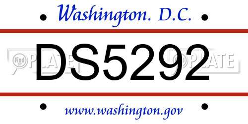 DS5292 District Of Columbia License Plate