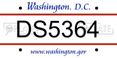 DS5364 District Of Columbia License Plate