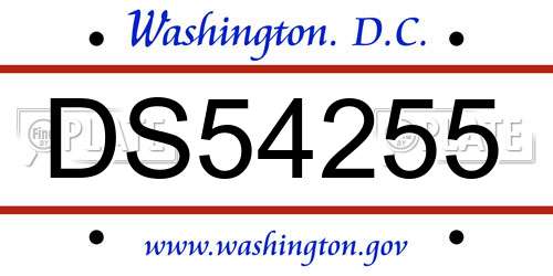 DS54255 District Of Columbia License Plate