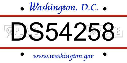 DS54258 District Of Columbia License Plate