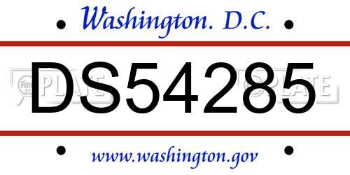 DS54285 District Of Columbia License Plate