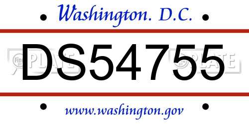 DS54755 District Of Columbia License Plate