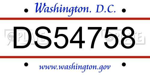 DS54758 District Of Columbia License Plate