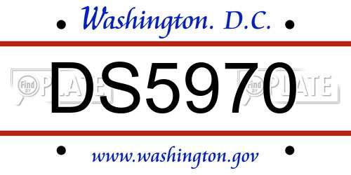 DS5970 District Of Columbia License Plate