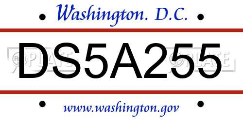 DS5A255 District Of Columbia License Plate