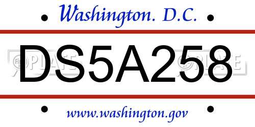DS5A258 District Of Columbia License Plate