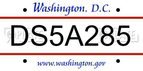 DS5A285 District Of Columbia License Plate