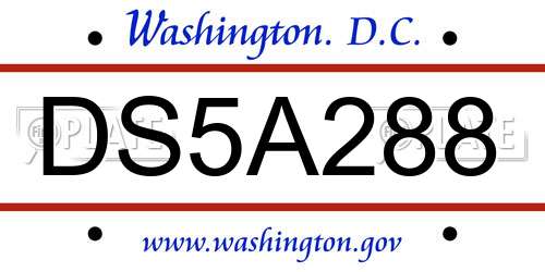 DS5A288 District Of Columbia License Plate