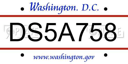 DS5A758 District Of Columbia License Plate