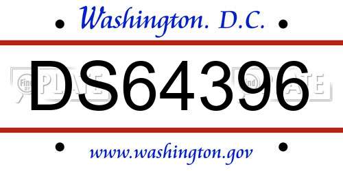 DS64396 District Of Columbia License Plate