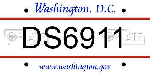 DS6911 District Of Columbia License Plate