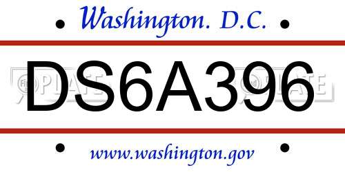 DS6A396 District Of Columbia License Plate