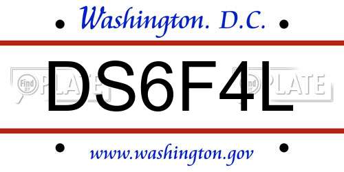 DS6F4L District Of Columbia License Plate