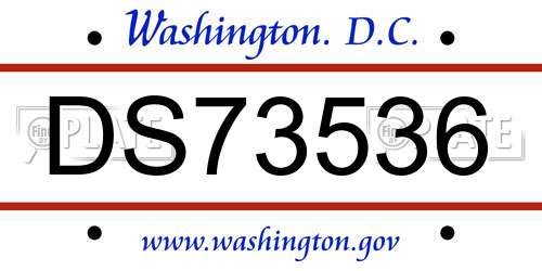 DS73536 District Of Columbia License Plate