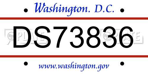 DS73836 District Of Columbia License Plate