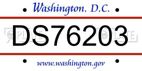 DS76203 District Of Columbia License Plate