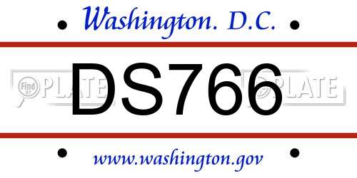DS766 District Of Columbia License Plate
