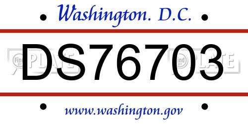 DS76703 District Of Columbia License Plate
