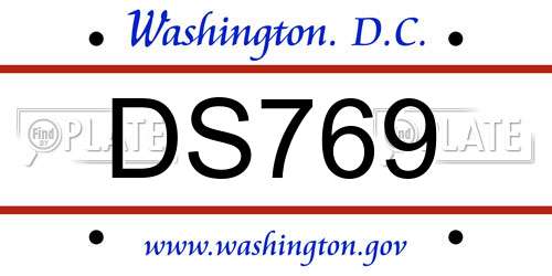 DS769 District Of Columbia License Plate