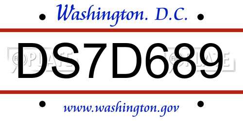 DS7D689 District Of Columbia License Plate