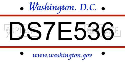 DS7E536 District Of Columbia License Plate