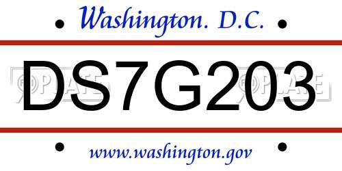 DS7G203 District Of Columbia License Plate