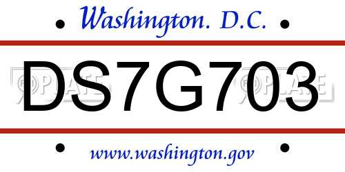 DS7G703 District Of Columbia License Plate
