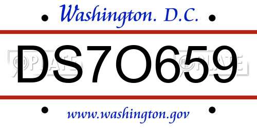 DS7O659 District Of Columbia License Plate