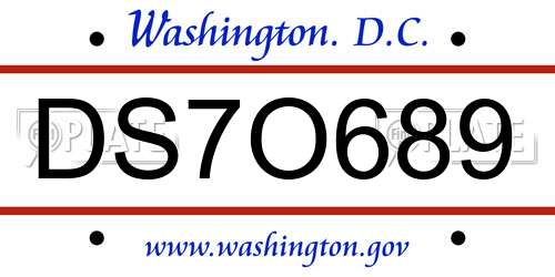 DS7O689 District Of Columbia License Plate