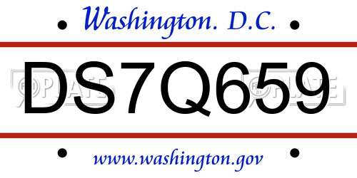 DS7Q659 District Of Columbia License Plate