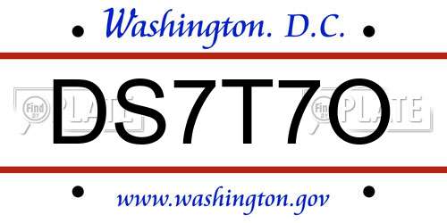 DS7T7O District Of Columbia License Plate