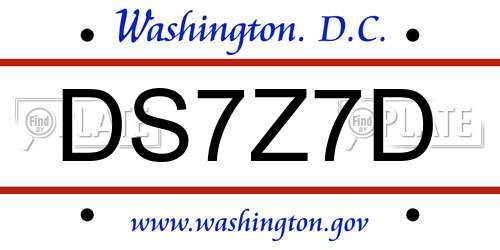 DS7Z7D District Of Columbia License Plate