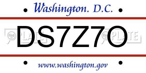 DS7Z7O District Of Columbia License Plate