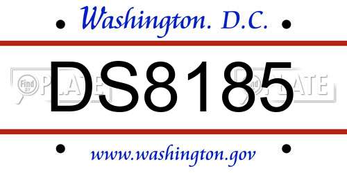 DS8185 District Of Columbia License Plate