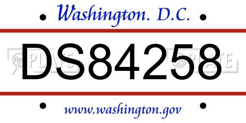 DS84258 District Of Columbia License Plate