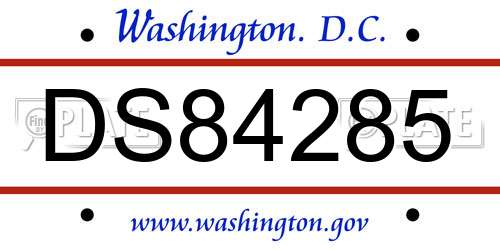 DS84285 District Of Columbia License Plate