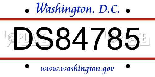 DS84785 District Of Columbia License Plate