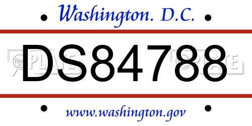 DS84788 District Of Columbia License Plate