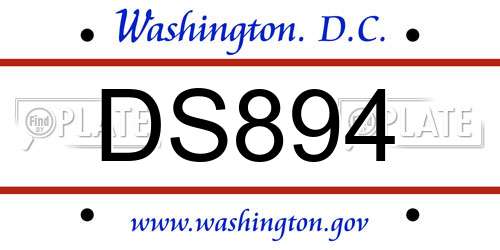 DS894 District Of Columbia License Plate
